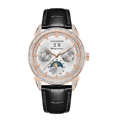 HANBORO Men's Luxury Automatic Mechanical Sports Watch Hollow Pointer Full Diamonds Calendar Luminous Stainless Steel...