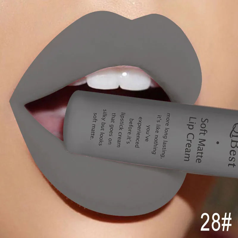 QIBEST Brand 34 Colors Liquid Lipstick Waterproof Matte Nude Lipstick Pigment Red Long Lasting Lip Gloss Women Makeup...