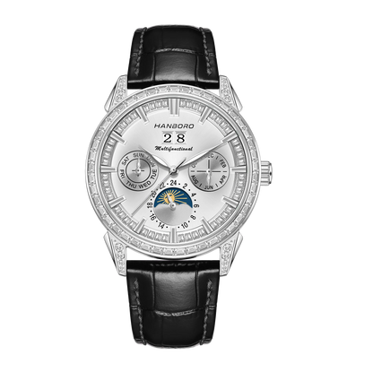 HANBORO Men's Luxury Automatic Mechanical Sports Watch Hollow Pointer Full Diamonds Calendar Luminous Stainless Steel |...