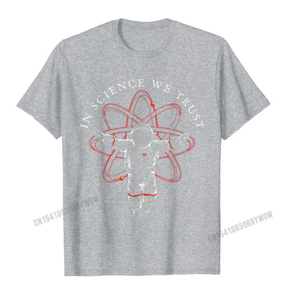 Atheist Shirt In Science We Trust Astronaut Humanist T-Shirt Camisas Men Cotton Tees Hip Hop New Design Casual Tshirts