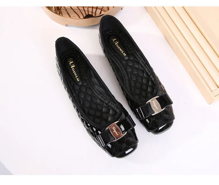 Women's Flat Shoes Spring Autumn New Square Toe Chain Comfortable Casual Square Toe Slip-On Female Shoes Large Size 36-42