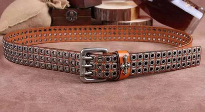 Studded Heavy Metal Style Belt Handmade Leather Pank Rock Style Men's Belt Cowhide Retro Tactical belt Jeans Belt - Kimlud
