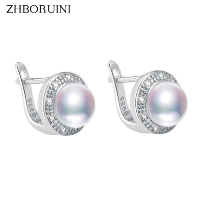 ZHBORUINI 2024 New Pearl Earrings 925 Sterling Silver Jewelry Vintage Style Natural Freshwater Pearl Stud Earring For...