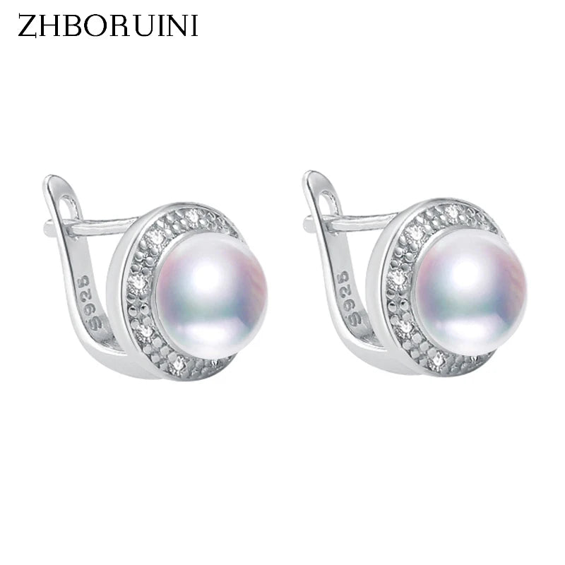 ZHBORUINI 2024 New Pearl Earrings 925 Sterling Silver Jewelry Vintage Style Natural Freshwater Pearl Stud Earring For...