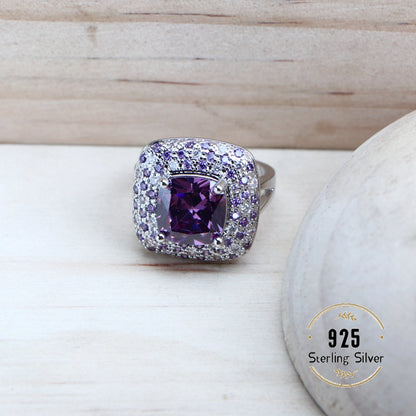 Purple Zirconia Women Bridal Jewelry Sets Silver 925 Fine Costume Jewellery Wedding Earrings Rings Bracelets Pendant...