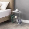 Orange Acrylic Bedside Table Transparent Storage Corner Bedroom Small Apartment Furniture - Kimlud