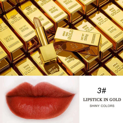New Gold Bullion Lipstick Beauty Shiny Matte Velvet Shell Lip Glaze Fashion Lasting Lips Makeup Cosmetic