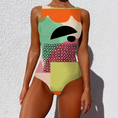 2021 One Piece Swimsuit Women Swimwear Monokini Long Sleeve Printed Floral Female Bathing Suit Surfing Bodysuit Swim Wear Beach