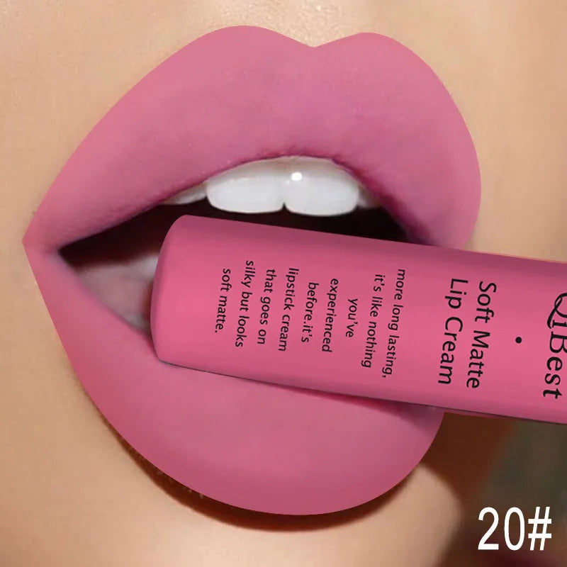 QIBEST Brand 34 Colors Liquid Lipstick Waterproof Matte Nude Lipstick Pigment Red Long Lasting Lip Gloss Women Makeup...