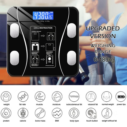 Smart Body Fat Scale Electronic Weight Scale Body Bluetooth Connection App Composition Analyzer LED Digital Bathroom Floor Scale - Kimlud