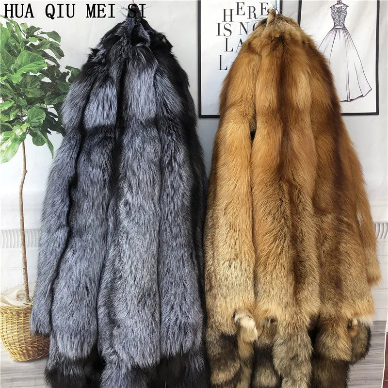Women's clothing fur coat  red fox coat vertical stripe silver fox red fox fur coat  fox fur coat women's natural fur coat coat