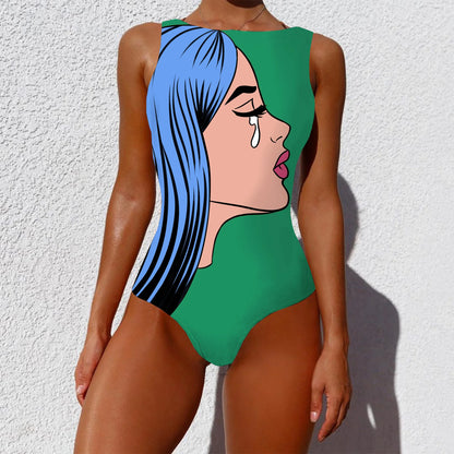 2021 One Piece Swimsuit Women Swimwear Monokini Long Sleeve Printed Floral Female Bathing Suit Surfing Bodysuit Swim Wear Beach