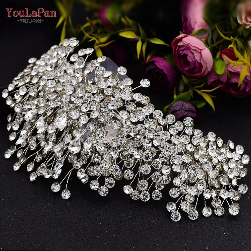 YouLaPan HP193P Wedding Headwear Necklace Earrings Jewelry Set Bride Headbands Rhinestone Headpiece Bridal Tiaras and Crowns