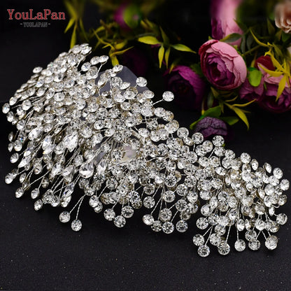 YouLaPan HP193P Wedding Headwear Necklace Earrings Jewelry Set Bride Headbands Rhinestone Headpiece Bridal Tiaras and Crowns