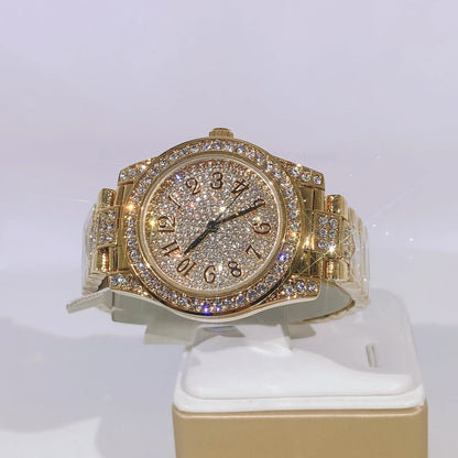 Latest Popular Fashion Gold Plated Bangle Bracelet Watch Wedding Party Gift Birthday Bridal Wristwatch