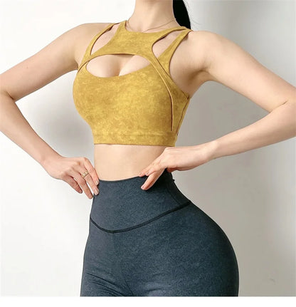Cloud Hide HOT GIRL Running Sports Bra Fitness Yoga Crop Tank Top Underwear Sexy Women Vest Shockproof Shirt Jogging Sportswear - Kimlud
