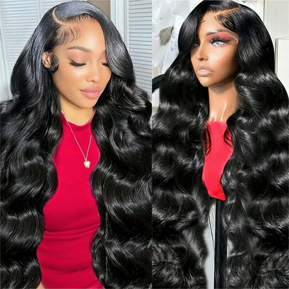 10A Raw Brazilian Body Wave Full Frontal Lace Glueless 13x4 HD Transparent Lace Front Natural Black Deep Texture-Long...