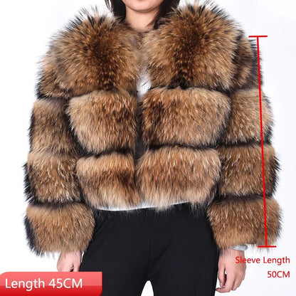 2024 maomaokong Super Hot Winter Women Luxury Thick Real Raccoon Fur Coat Natural Fox Fur Jacket Plus Size Jackets Female Vest