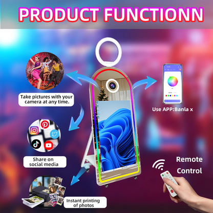Fashion Arch Magic Mirror Photo Booth Machine With 43 Inch Touch Screen Camera and Printer Selfie Mirror Photobooth for...