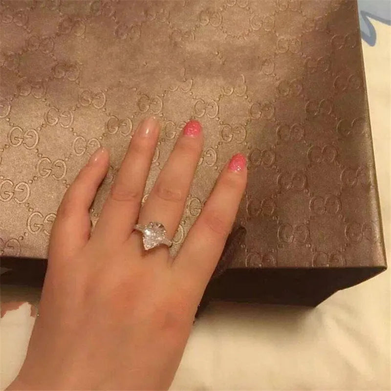 Luxury Water Drop 6ct Lab Diamond Ring 925 sterling silver Engagement Wedding band Rings for Women Bridal Fine Party Jewelry