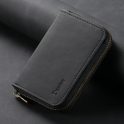 Denior | RFID-Blocking Zipper Wallet with Multiple Card Slots | Faux Leather | Strong Magnetic ID Credit Card Holder Money Bag
