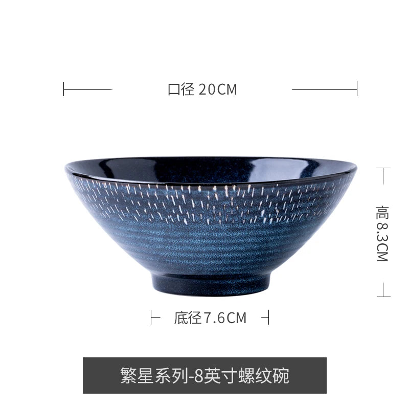 Blue Ceramic Bowl Noodle Bowl Large Soup Bowls Fruit Plate and Salad Bowl Dinner Plate Dessert Bowls Dish Decorative...