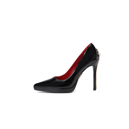 2026 New Waterproof Patent Leather Platform Gold Stiletto 9cm Thin Solid Super High Pointed Toe Red Sole Elegant Black...