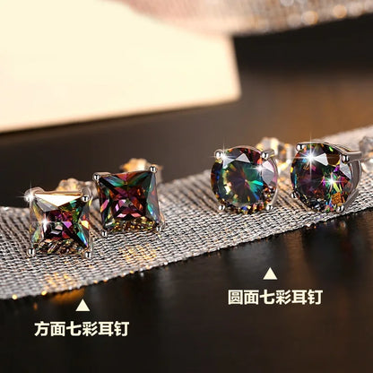 Crystal From Fashion Genuine 925 Sterling Silver Stud Earrings For Women Wedding Fine Jewelry Gifts sterling silver...
