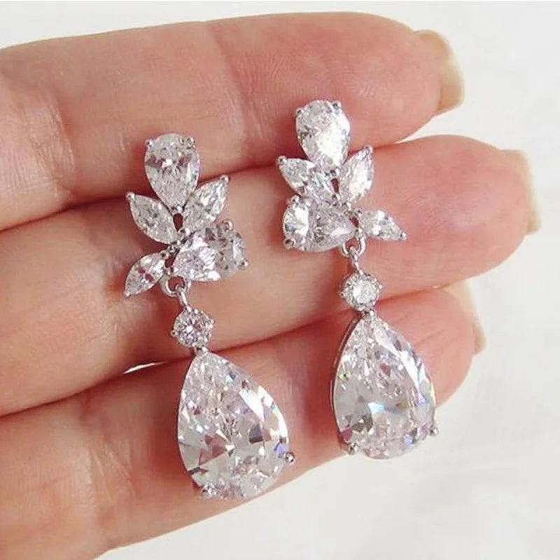 Huitan Crystal Drop Earrings with Bling Bling Cubic Zirconia Temperament Women Earrings High Quality Silver Color Trendy...