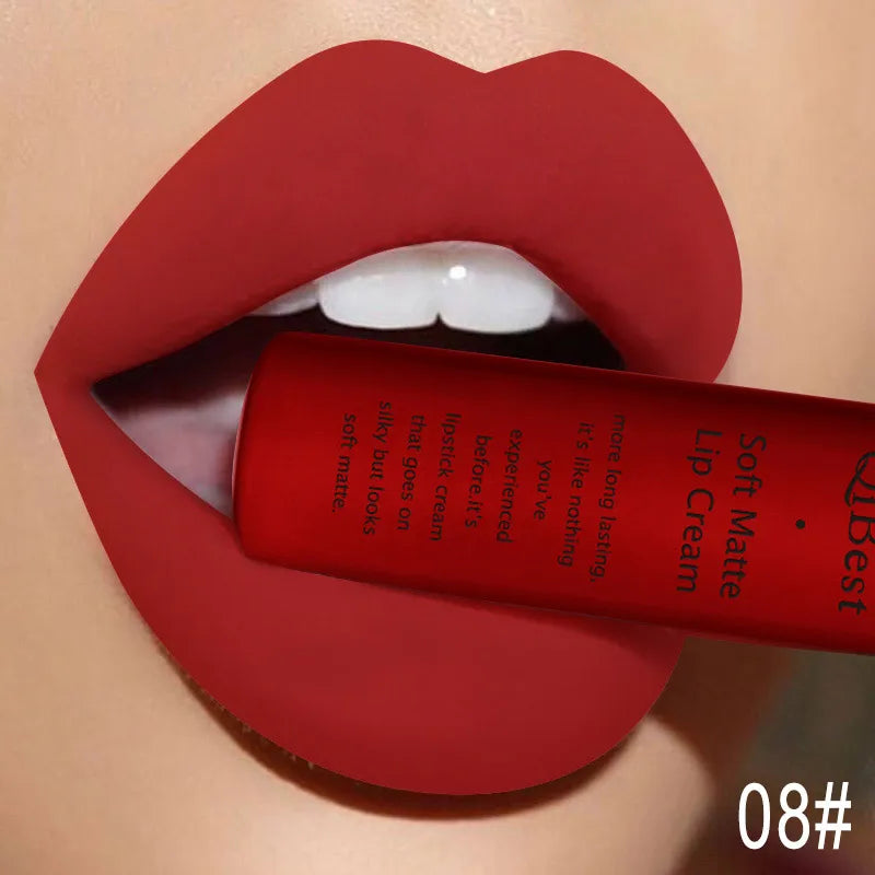 QIBEST Brand 34 Colors Liquid Lipstick Waterproof Matte Nude Lipstick Pigment Red Long Lasting Lip Gloss Women Makeup...