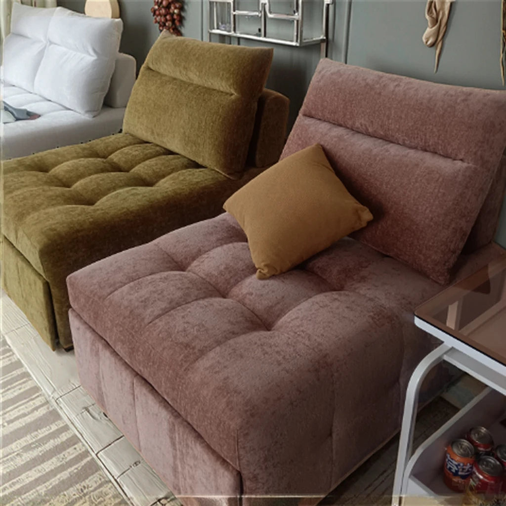 Chesterfield Style Single Seat Fabric Sofa Small Unit Pull-Out Dual-Purpose Foldable Extendable Sponge Filling for...