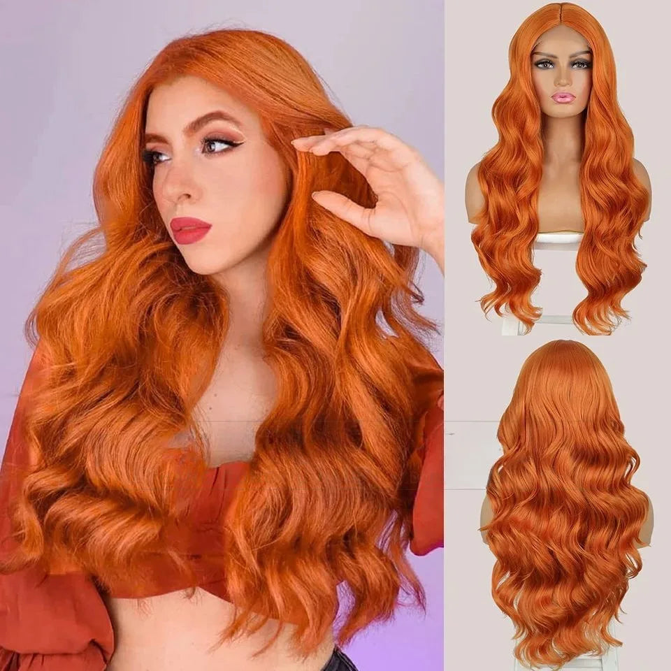 Europe and the United States Before the Lace Chemical Fiber Women's Big Wave Long Curly Hair Synthetic High Temperature Silk Wig