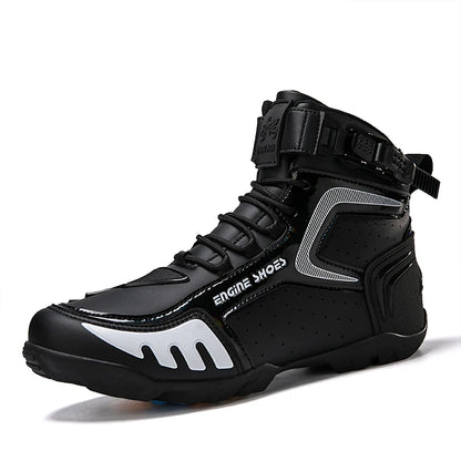 Motorcycle Shoes Footwear Boots Men's High Top Hasp Buckle Slip on Microfiber Leather Sport Athletic Sneakers Autumn Winter - Kimlud