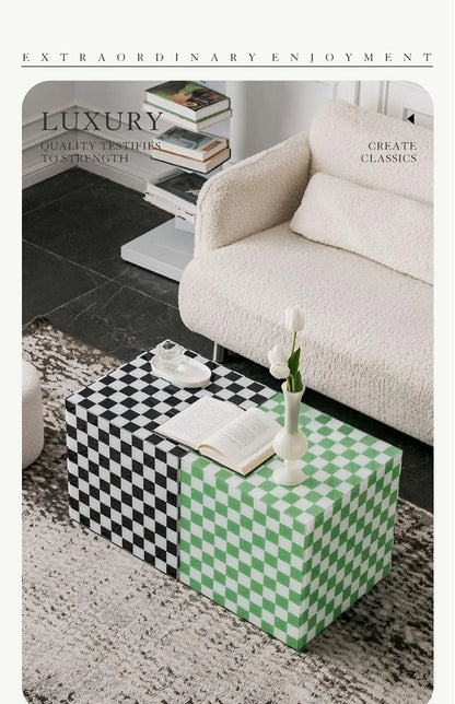 FURNITURE Designers Unique Acrylic Coffee Table Acrylic Side End Table for Living Room Luxury Checkerboard Cube Decorate - Kimlud