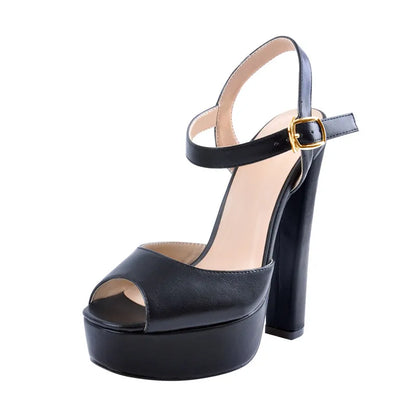 Onlymaker Women Sandals Ankle Strap Peep Toe Platform Black  Chuncky High Heels Squre Toe Party Dress Casual Sandals