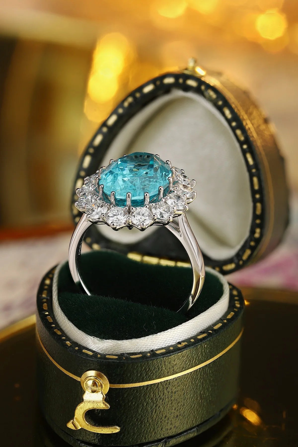Lanphear Jewelry Platinum Plated Engagement Wedding Ring with Oval Lab-Grown Diamond Halo and Prong Setting | Kimlud...