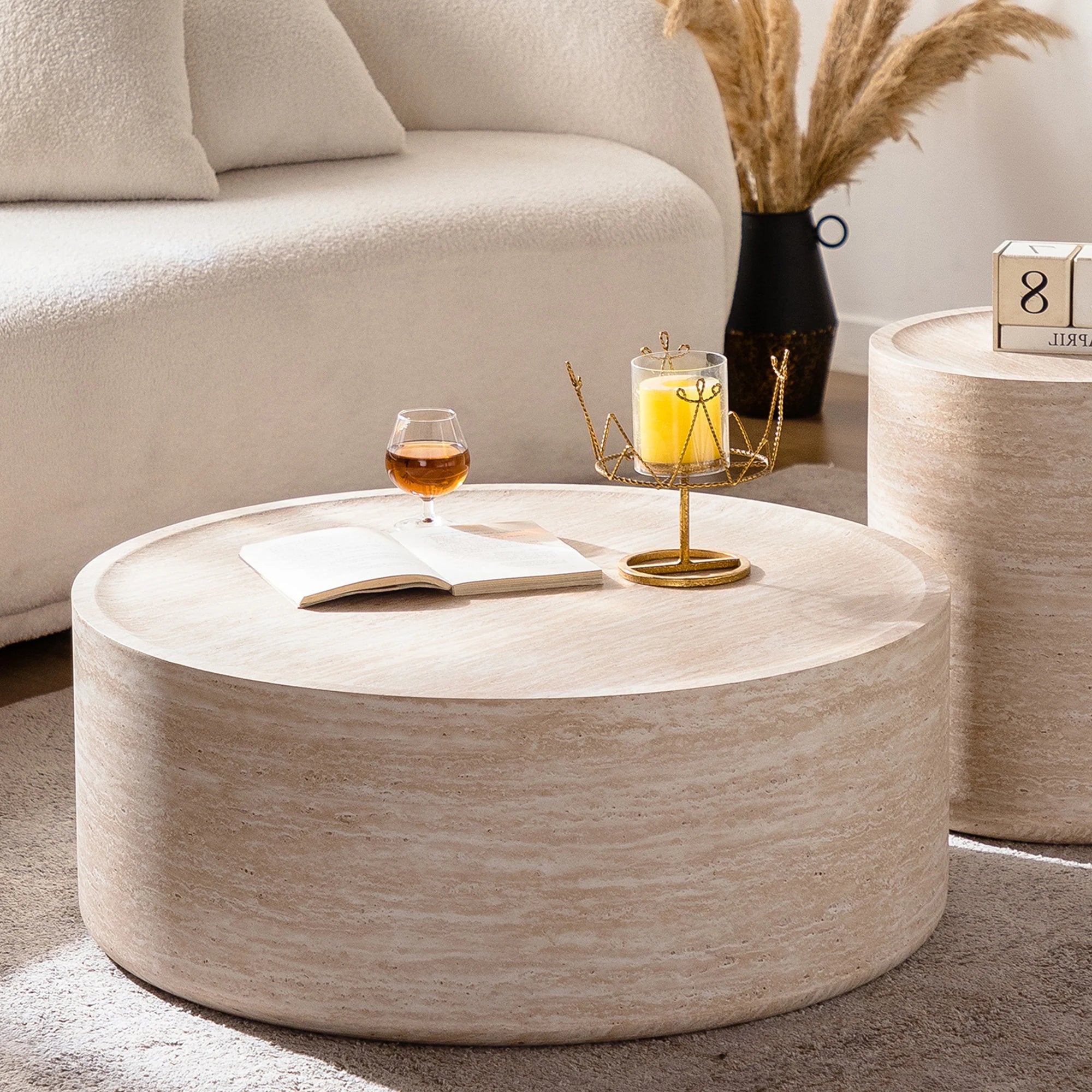 New Italian Minimalist Modern Design Small Apartment Wood Round Coffee Table for Living Room Home Furniture Easy to...