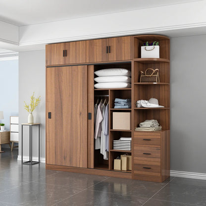 Modern Minimalist Bedroom Furniture Wooden Wardrobe Clothing Closet Cabinet Combination Closet Cupboard Bureau Armoire...