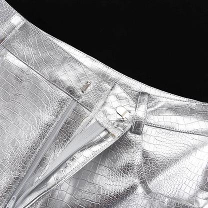 Autumn Women Clothing PU Fashion Disco Club Outfit High Waist Straight Women's Leather Pants