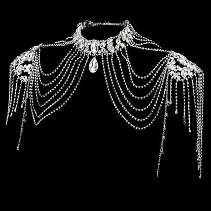 Luxury Crystal Beaded Wedding Bolero Women Bridal Rhinestone Necklace Handmade