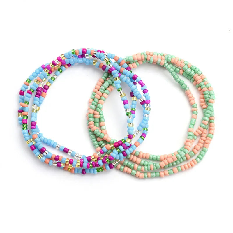 2 Pcs Sexy Summer Waist Bead Chains African Belly Beads Colorful Beach Bikini Body Belly Chain Elastic Jewelry for Women Girls - Kimlud