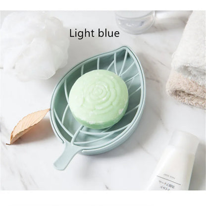 Suction Cup Soap Dish Box For Bathroom Shower Soap Holder with Drain Portable Leaf Shape Toilet Laundry Soap Rack Tray...