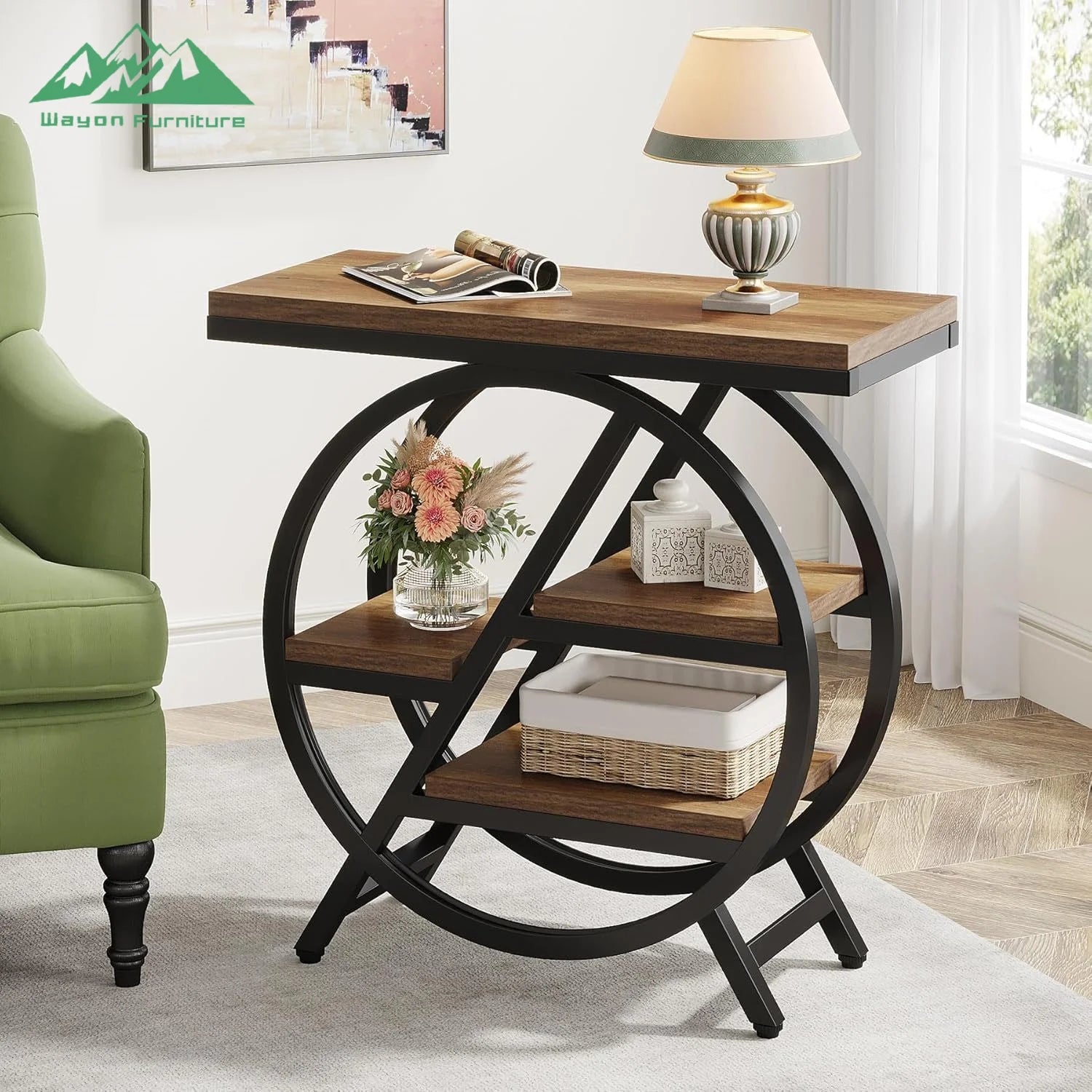 Wayon Modern Luxury Solid Wood Metal Console Table Living Room Entry Hallway Decorative Storage Apartment Furniture |...