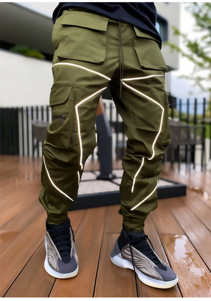 Men's Reflective Cargo Pants 2023 New Hip Hop Casual Joggers Trousers Multi-Pocket Men Sweatpants Streetwear Sports Pant M-3XL - Kimlud