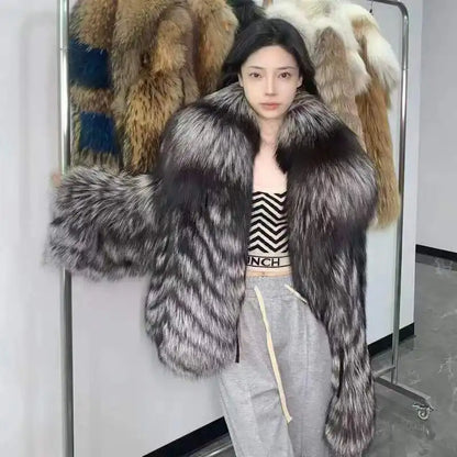 2022 Winter Wear Fashion Women  Fur Coat Real Fur Luxury Jacket Natural Finland  Fur Plus Size Coat