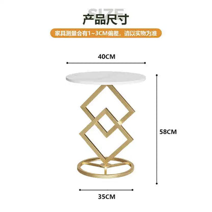 Modern Luxury Diamond Shaped Bracket Side Table Round Marble Center Table for Living Room Dining Elegant Home Furniture