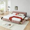Modern Luxury Queen/King Size Upholstered Bed Frame Soft Chenille Fabric Bedroom Furniture with Wooden Structure