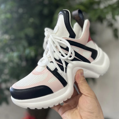 Chaussures Femmes Tendances Hot Pink Shoes Thick Lace Trendy Mujer Sneakers Casual Shoes - Kimlud