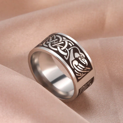 Skyrim Stainless Steel Triquetra Irish Knot Ring for Men Women Vintage Nordic Finger Rings Talisman Amulet Jewelry Gift