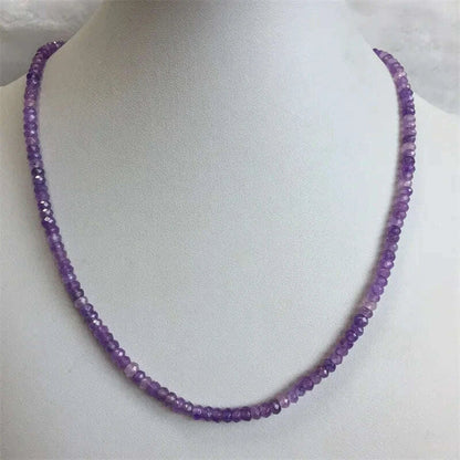 Double Blue Sapphire Chain Necklace for Women Natural Faceted Jade Stone Beads Choker Collares 3*4mm Abacus Gift Jewelry